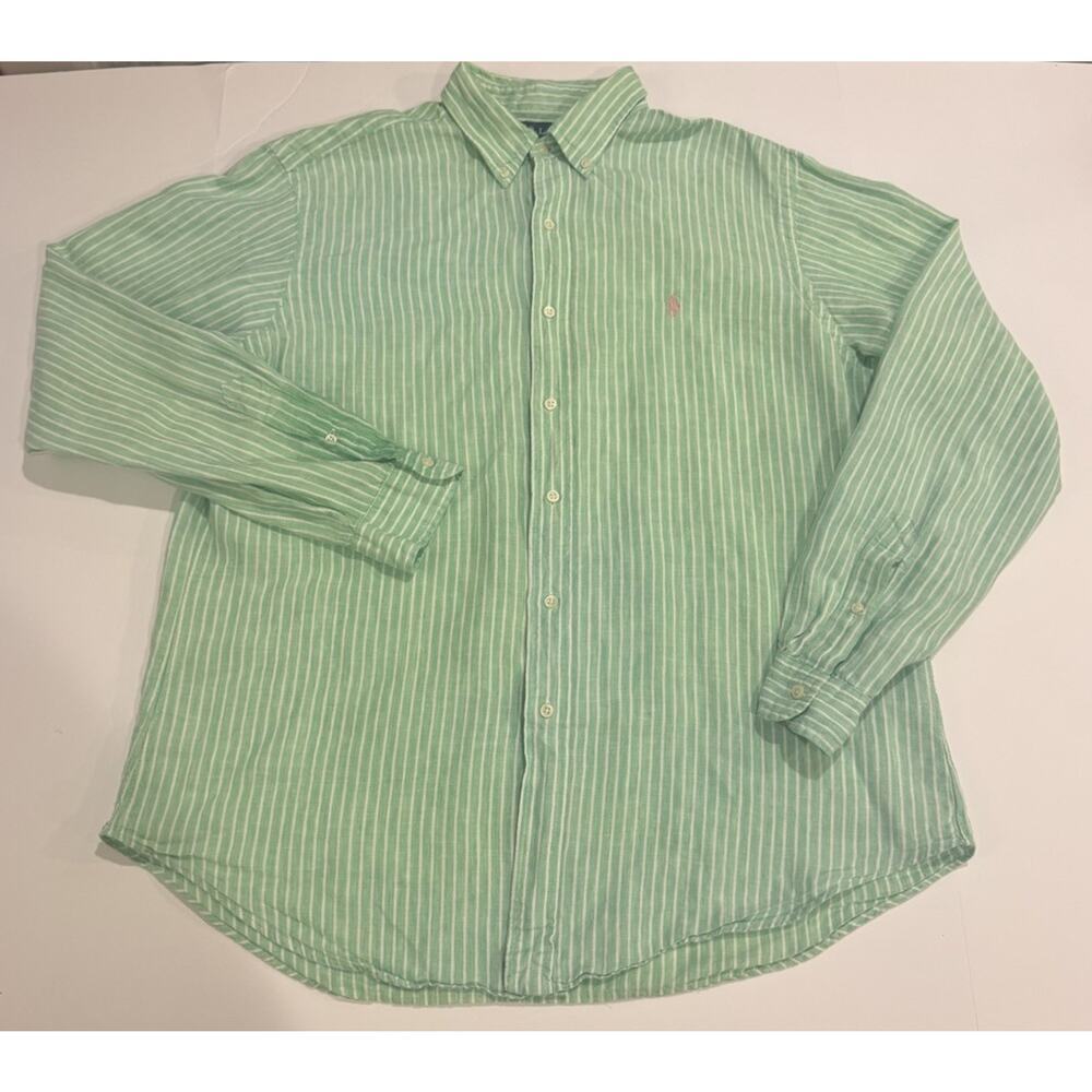 Polo Ralph Lauren Classic Fit Button Down Shirt XL Green Stripe